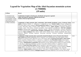 Legend for Vegetation Map of the Altai-Sayanian Mountain System (1:7500000) (19 Units) L0 Biom Boreal