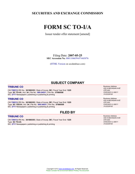 TRIBUNE CO (Form: SC TO-I/A, Filing Date: 05/25