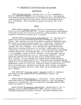 111. DISEASES of VEGETABLE and FIELD CROPS ASPARAGUS - RUST (Puccinia Asparagi)