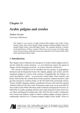 Arabic Pidgins and Creoles Andrei Avram University of Bucharest