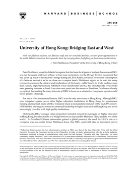 University of Hong Kong: Bridging East and West