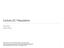 Lecture 23: Filesystems