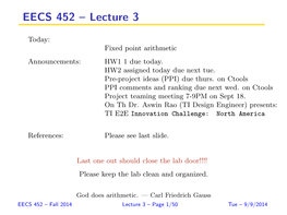 EECS 452 – Lecture 3