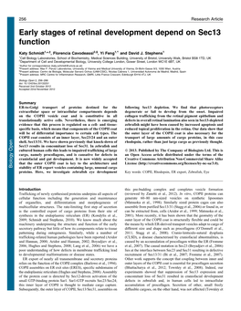 Early Stages of Retinal Development Depend on Sec13 Function