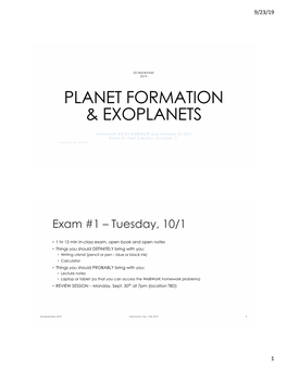 Planet Formation & Exoplanets