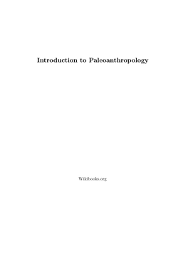 Introduction to Paleoanthropology