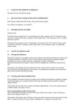 1. NAME of the MEDICINAL PRODUCT Fluvastatin 20 Mg / 40