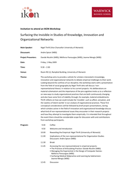 Surfacing the Invisible in Studies of Knowledge, Innovation and Organizational Networks