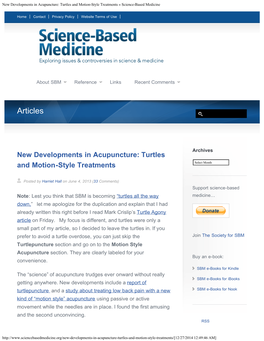 New Developments in Acupuncture: Turtles and Motion-Style Treatments « Science-Based Medicine