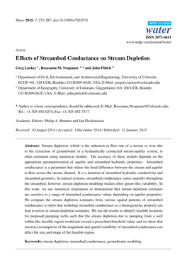 Effects of Streambed Conductance on Stream Depletion