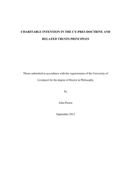 Charitable Intention in the Cy-Pres Doctrine and Related Trusts Principles