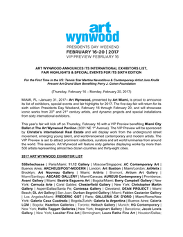 Art Wynwood Announces Its International Exhibitors List, Fair Highlights & Special Events for Its Sixth Edition