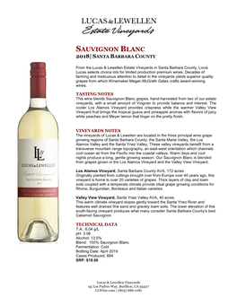 Sauvignon Blanc 2018| Santa Barbara County