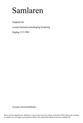 Svensk Litteraturhistorisk Bibliografi 111 (1992); Med Tillägg Och Rättelser För Tidigare År Upprättad Av Åke Bertenstam