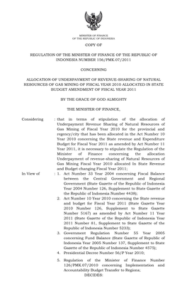 Copy of Regulation of the Minister of Finance of The