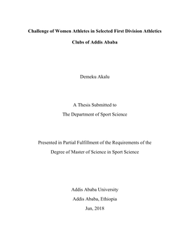 Challenge of Women Athletes in Selected First Division Athletics
