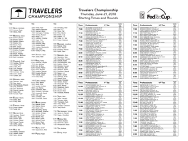 Travelers Championship Thursday, June 21, 2018 Starting Times and Rounds