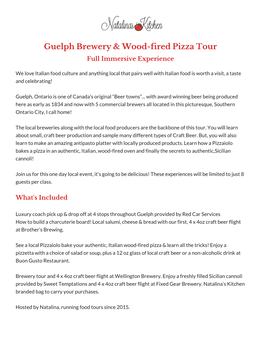Guelph Brewery & Wood-Fired Pizza Tour