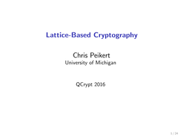 Lattice-Based Cryptography