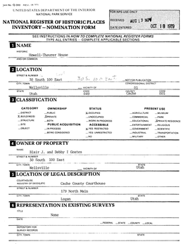 National Register of Historic Places Inventory -- Nomination Form