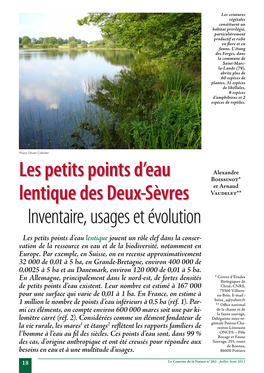 Les Petits Points D'eau Lentique Des Deux-Sèvres Inventaire, Usages Et