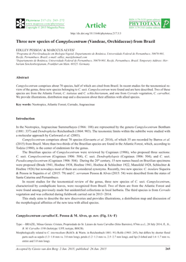 Three New Species of Campylocentrum (Vandeae, Orchidaceae) from Brazil