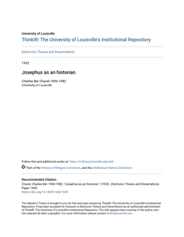 Josephus As an Historian