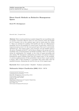 Direct Search Methods on Reductive Homogeneous Spaces