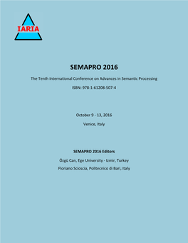 SEMAPRO 2016, the Tenth International