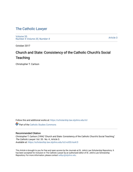 Consistency of the Catholic Church's Social Teaching