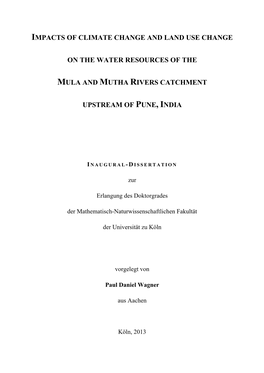 Impacts of Climate Change and Land Use Change on the Water Resources of the Mula and Mutha Rivers Catchment Upstream of Pune, In