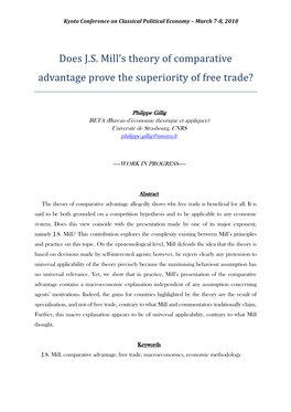 Does J.S. Mill's Theory of Comparative Advantage Prove the Superiority of Free Trade?