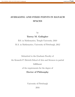 Averaging and Fixed Points in Banach Spaces