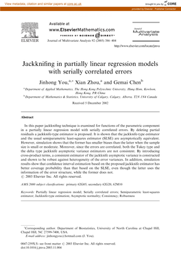 Jackknifing in Partially Linear Regression Models with Serially