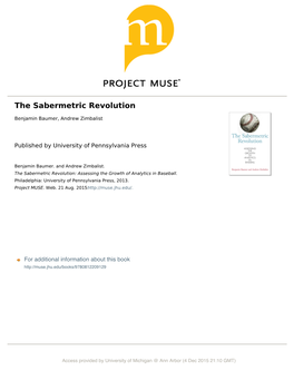 Baumer and Zimablist Sabermetric Revolution
