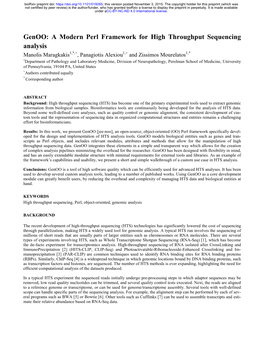 A Modern Perl Framework for High Throughput Sequencing