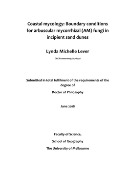 Coastal Mycology: Boundary Conditions for Arbuscular Mycorrhizal (AM) Fungi in Incipient Sand Dunes