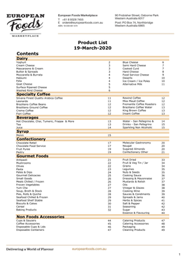 Contents Product List 19-March-2020