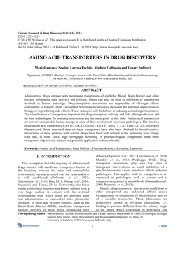 Amino Acid Transporters in Drug Discovery