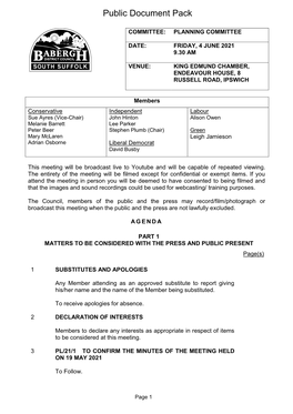 (Public Pack)Agenda Document for Babergh Planning Committee, 04/06/2021 09:30