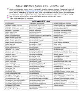 February Plant Availability List