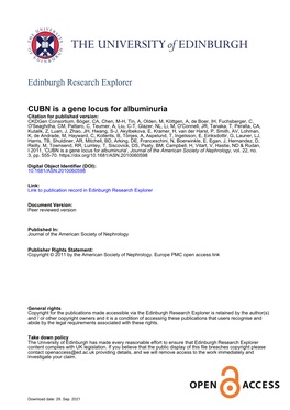 CUBN Is a Gene Locus for Albuminuria