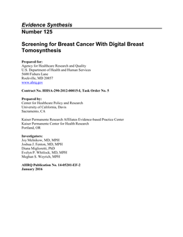 Screening for Breast Cancer with Digital Breast Tomosynthesis