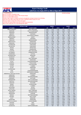 SCOTLAND OUTPORT Q3 EXPORT HAULAGE TARIFF.Xlsx