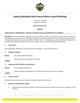 Hockey Manitoba Semi Annual Minor Council Meeting