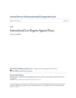 International Law Regime Against Piracy Lawrence Azubuike