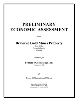 Preliminary Economic Assessment