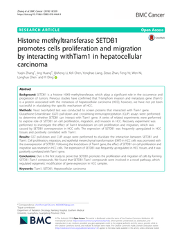 Histone Methyltransferase SETDB1 Promotes Cells Proliferation And