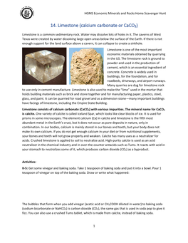 14. Limestone (Calcium Carbonate Or Caco3)