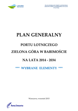 Plan Generalny Portu Lotniczego Zielona Góra W Babimoście Na Lata 2014-2034